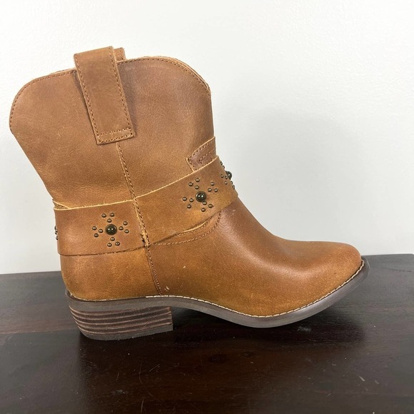 DINGO SIERRA STUDDED LEATHER HARNESS WESTERN COWBOY BOOTS IN CAMEL WOMEN'S 6.5‎ - Picture 6 of 14